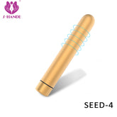 ###
Bala Vibradora Seed 4 de color rosa con textura suave y 10 modos de vibración